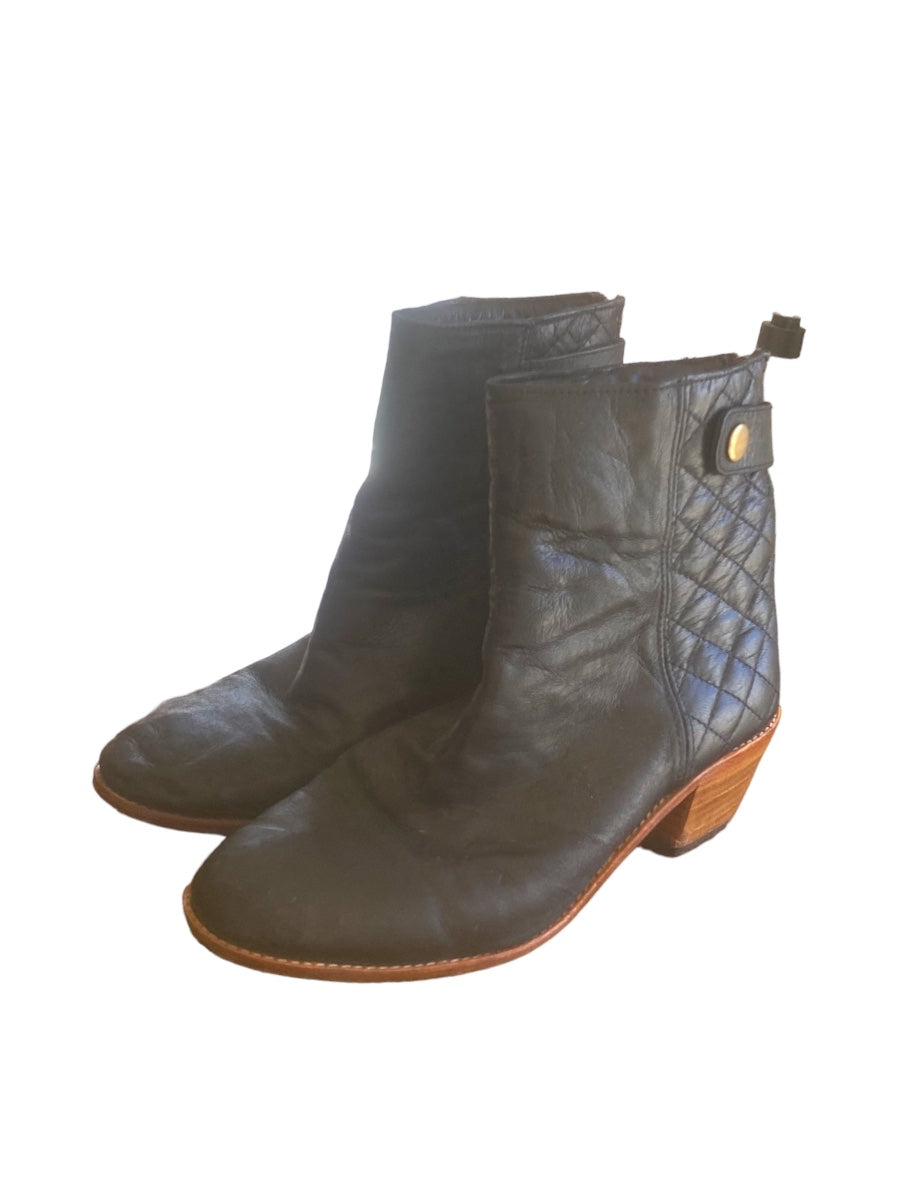 Black Leather Ankle Boot | Size 40
