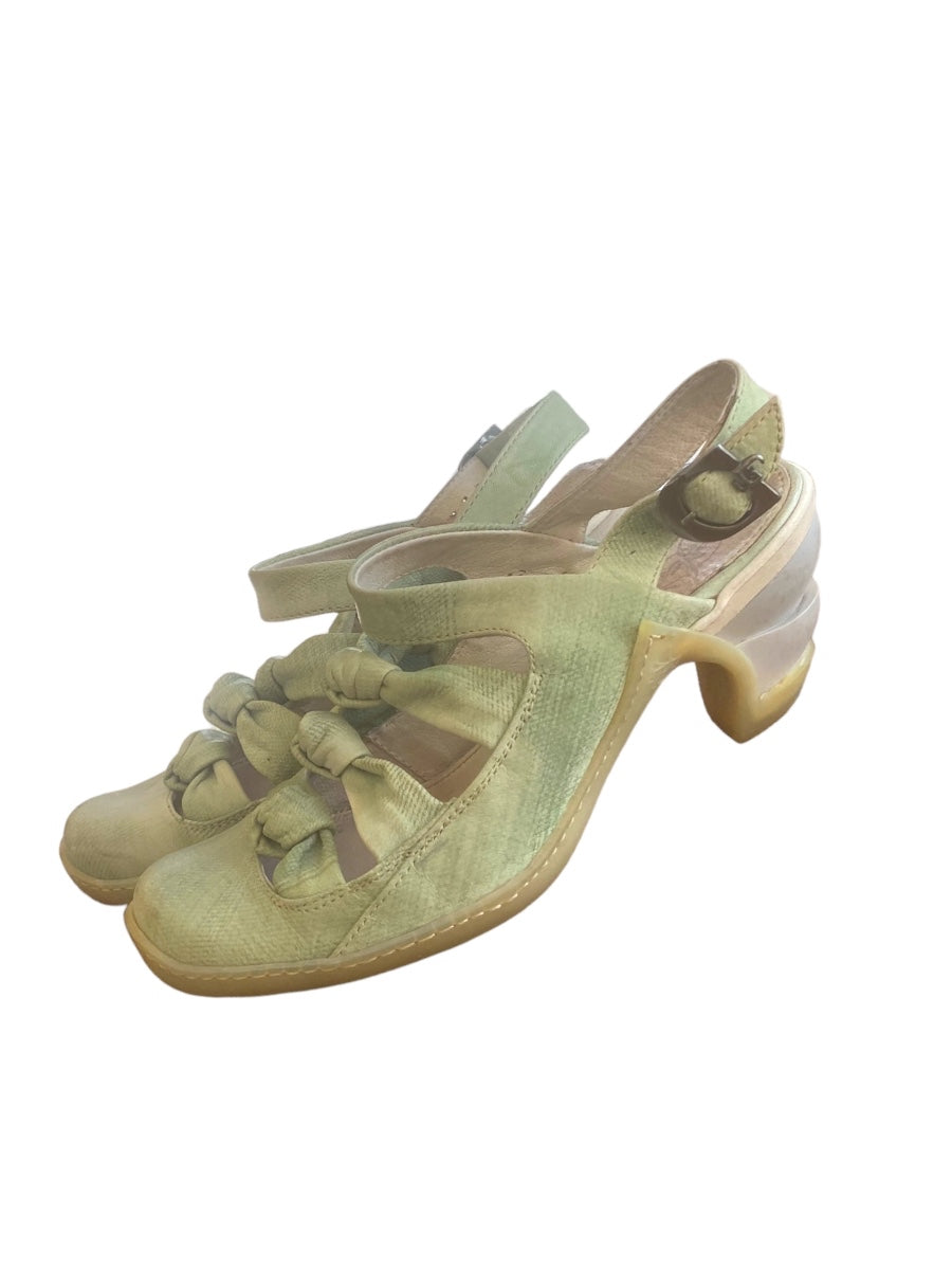 Vintage Green Leather Strappy Heel