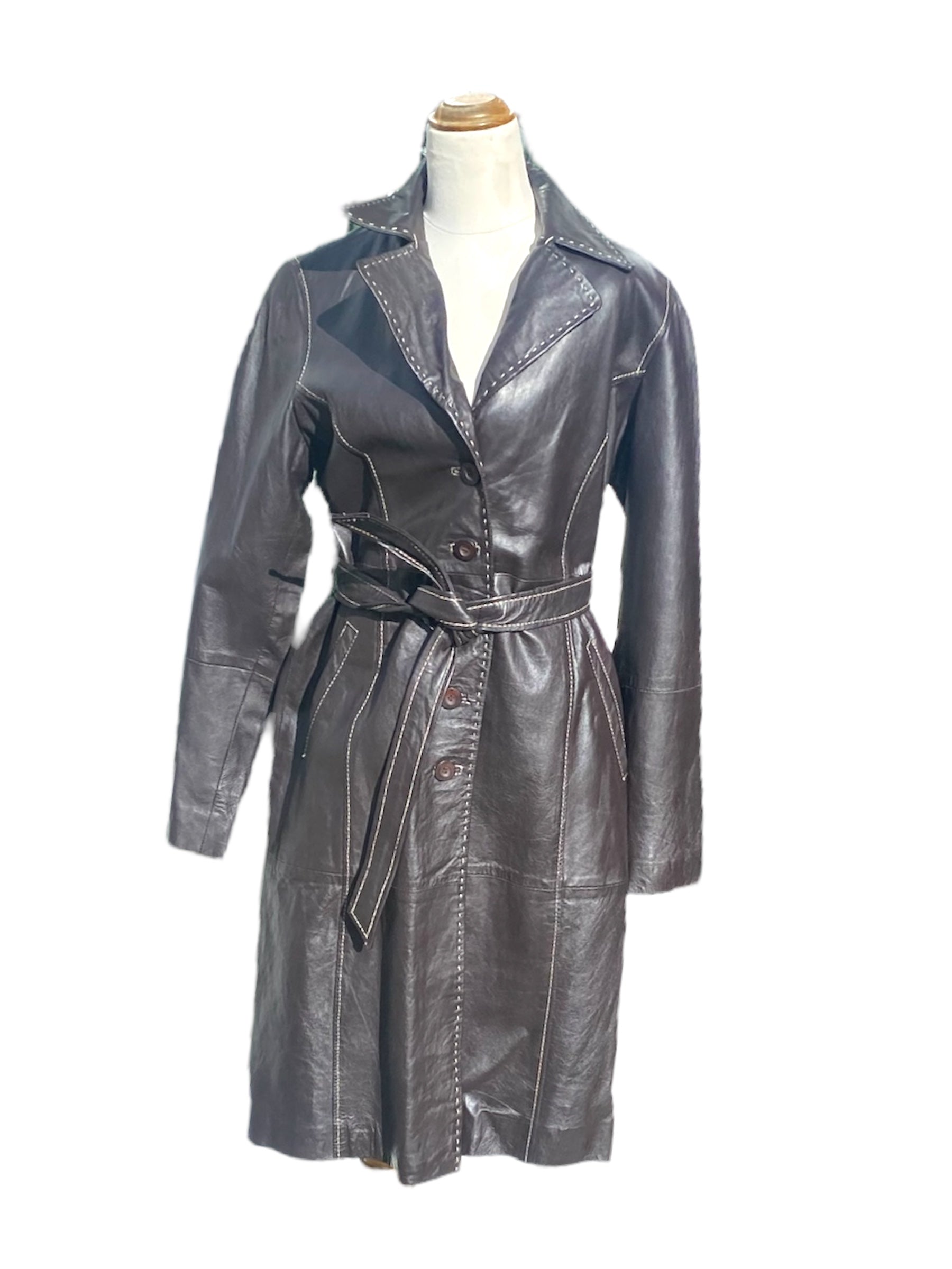 Siricco Long Brown Leather Coat | Size XXL