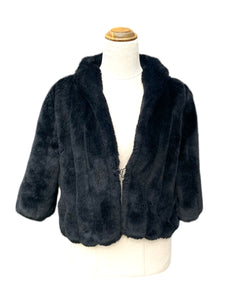 Seduce Black Crop Faux Fur Coat | Size 6
