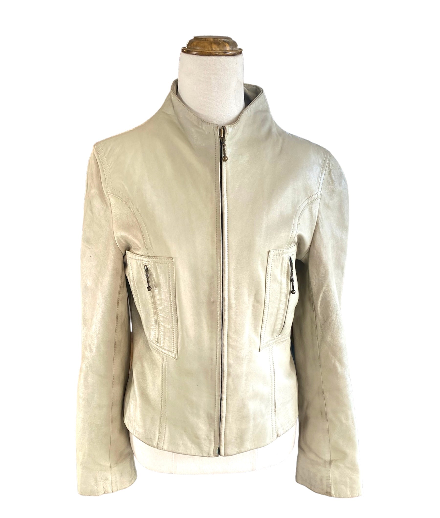 Dormeuil England Cream Leather Jacket | Size S