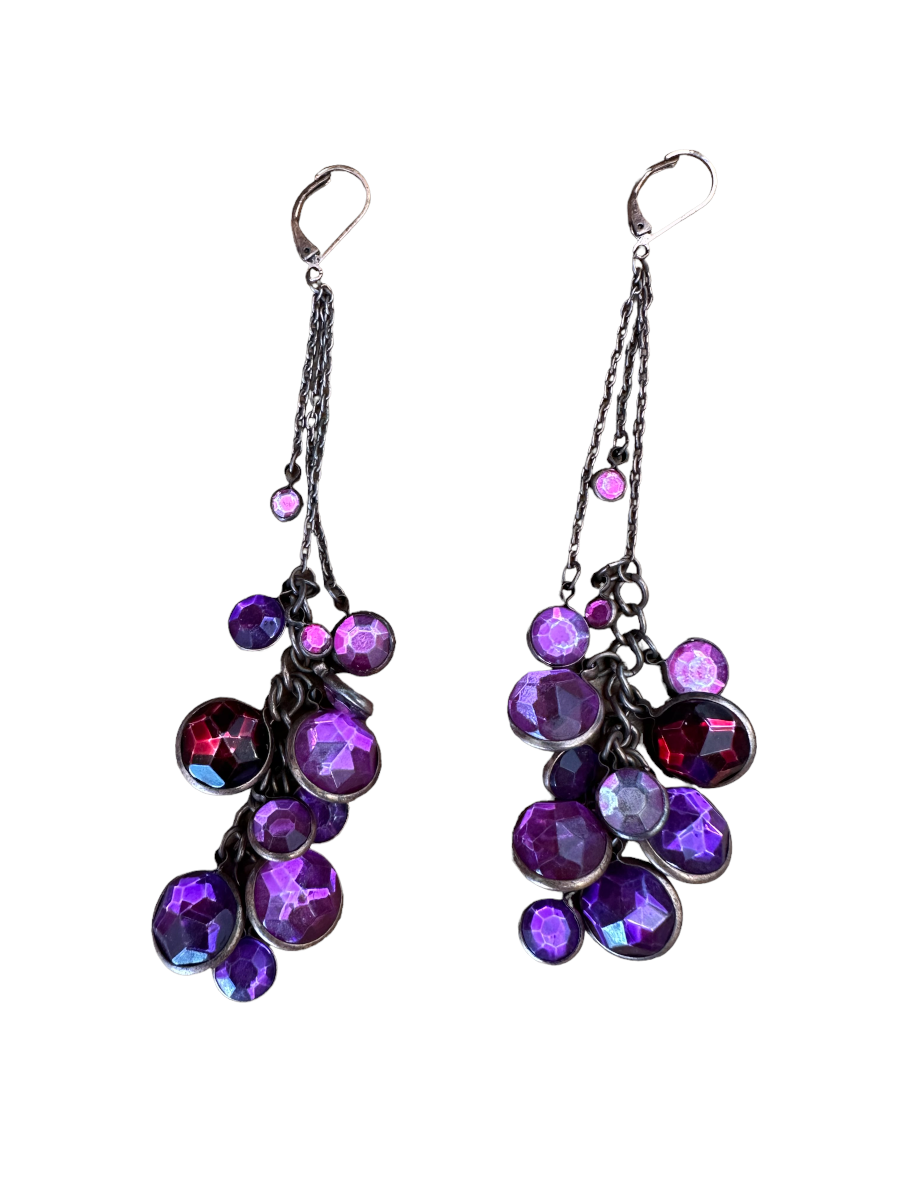 Purple stone dangle earrings